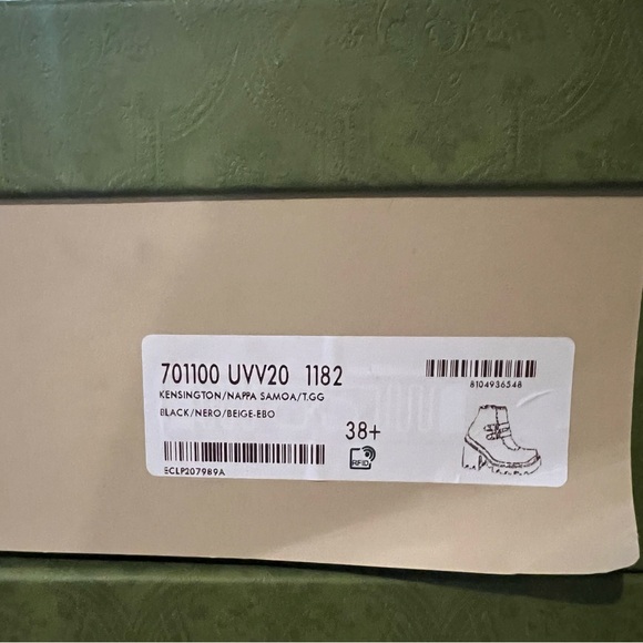 New Gucci boots GG monogram Crystal Buckle Black Ankle Combat Boots Size 38.5 - Picture 7 of 9